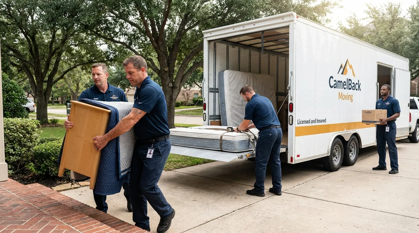 Crew loading residential truck for cross-state move from Kendallville, IN