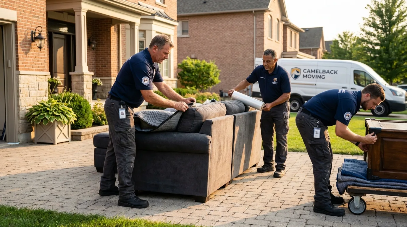 Large estate moving crew wrapping furniture in Kendallville, IN
