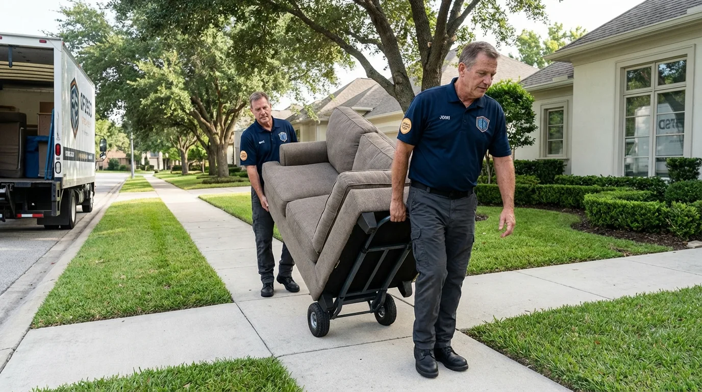 Local residential moving crew loading furniture in Kendallville, IN